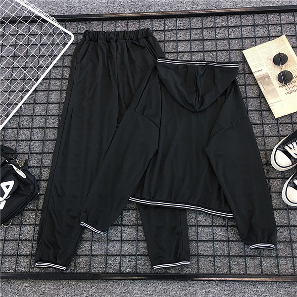 Set de damă sport-casual din două părți în negru