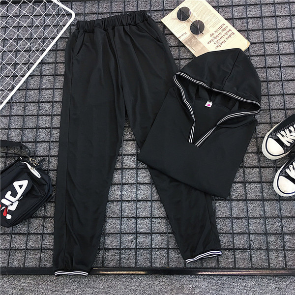 Set de damă sport-casual din două părți în negru