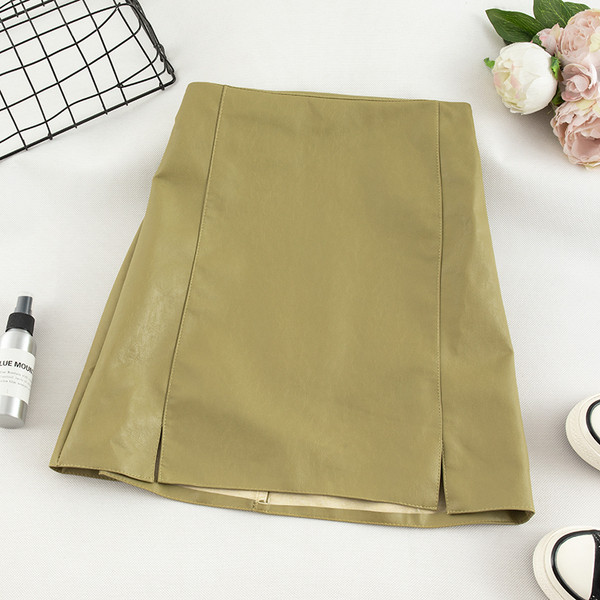 Fusta de dama moderna din imitatie de piele - in cinci culori