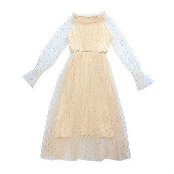 Κυρίες κομψό μακρύ φόρεμα με μακρύ μανίκι