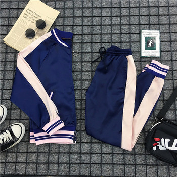 Спортен дамски комплект в син цвят с размери до 4XL