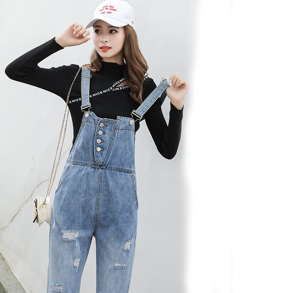 Γυναικείες μπλε ολόσωμες  φόρμες με σχισμένα μοτίβα