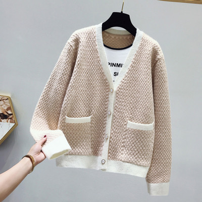 Καθημερινή γυναικεία ζακέτα  με V-λαιμό σε μπλε, μαύρο χρώμα