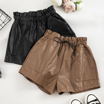 Дамски къси панталони в два цвята с връзки и джобове