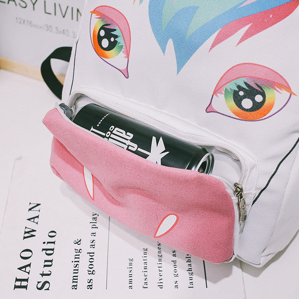 Καθημερινό παιδικό  σακίδιο με εφαρμογή και στοιχείο 3D σε λευκό χρώμα