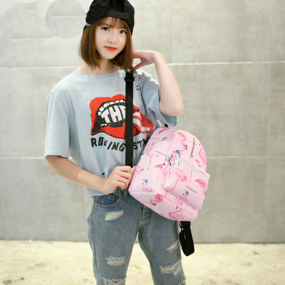 Női alkalmi hátizsák rózsaszín flamingóval