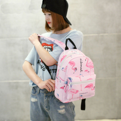 Női alkalmi hátizsák rózsaszín flamingóval