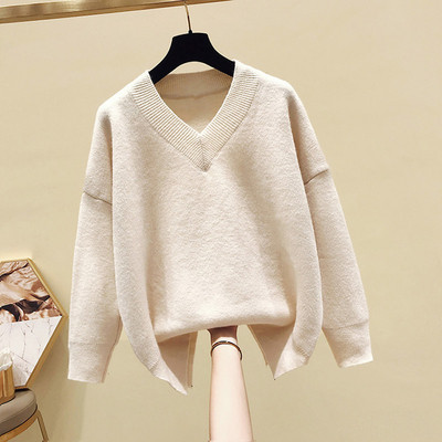 Női téli pulóver V-nyakkal, négy színben