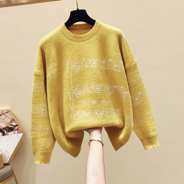 Pulover de iarna dama - model larg in verde, galben si portocaliu