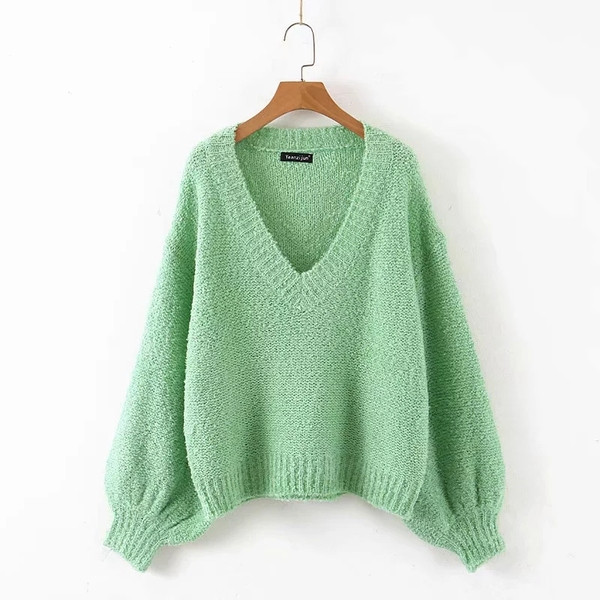 Κομψό γυναικείο πουλόβερ σε  πράσινο χρώμα