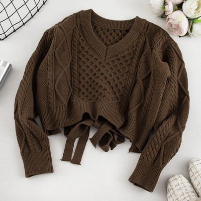 Μοντέρνο γυναικείο πουλόβερ με V-λαιμό σε τέσσερα χρώματα