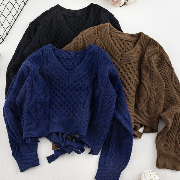 Μοντέρνο γυναικείο πουλόβερ με V-λαιμό σε τέσσερα χρώματα