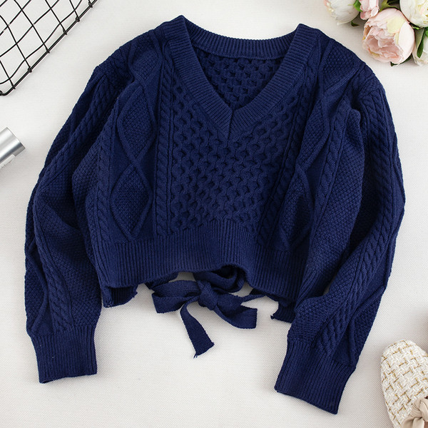 Μοντέρνο γυναικείο πουλόβερ με V-λαιμό σε τέσσερα χρώματα