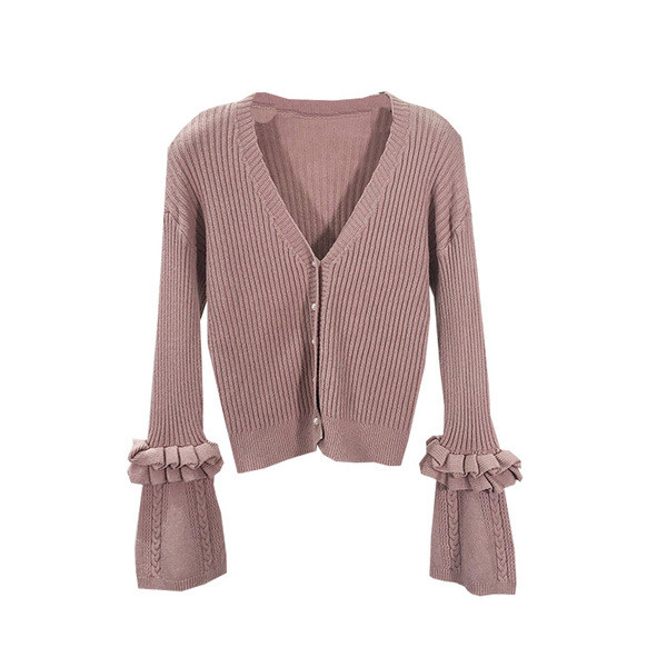 Rövid női kardigán hosszú ujjal és gombokkal