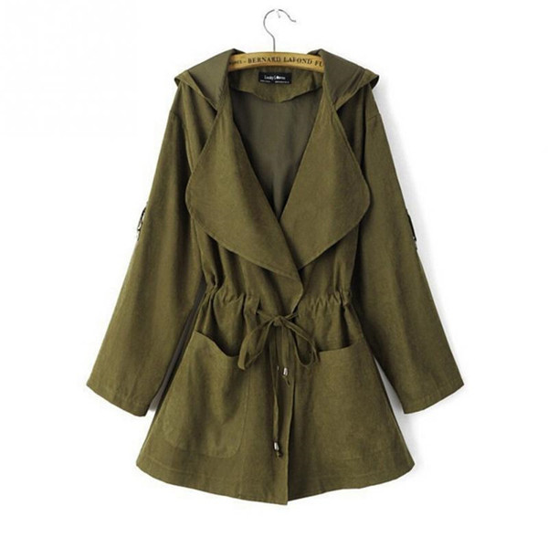 Őszi női kabát fűzővel és zsebbel több színben