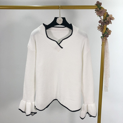 Καθημερινό γυναικείο  πουλόβερ με λαιμόκοψη και μακρύ μανίκι σε τέσσερα χρώματα