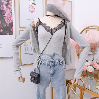 Νέο μοντέλο σετ  ζακέτα  + αμάνικο  σε γκρι, μαύρο και άσπρο χρώμα 