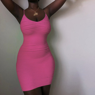 Γυναικείο φόρεμα με λεπτές λωρίδες σε διάφορα χρώματα