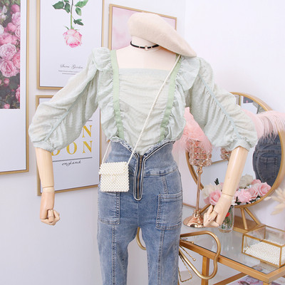 Új modell női blúz négyzet alakú nyakkivágással, három színben