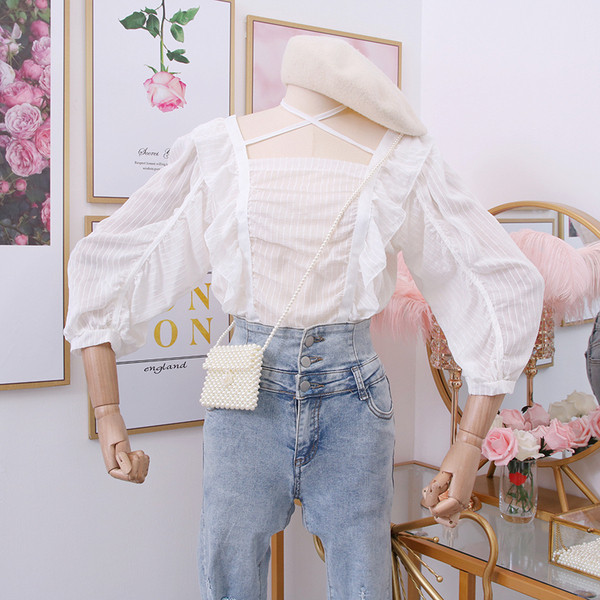 Új modell női blúz négyzet alakú nyakkivágással, három színben