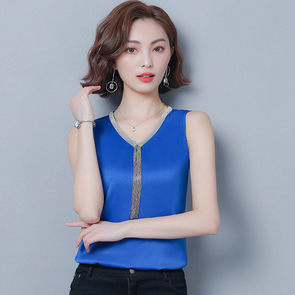 Νέο μοντέλο  γυναικεία αμάνικο V-neckσε πέντε χρώματα