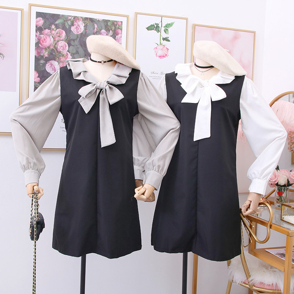 Modern női kétrészes ruha fehér és szürke színben