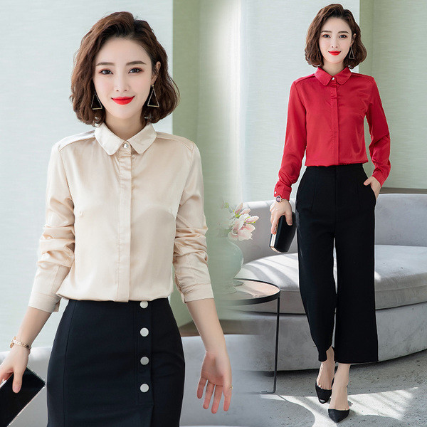 Κομψό γυναικείο πουκάμισο με μακριά μανίκια - σε τέσσερα χρώματα