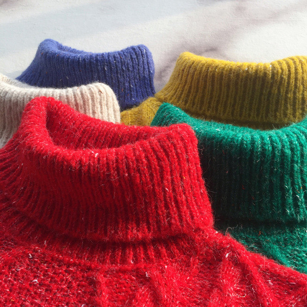 Pulover de iarna de dama cu guler polo inalt in mai multe culori