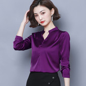 Cămașă elegantă de damă, în cinci culori, cu decolteu în V