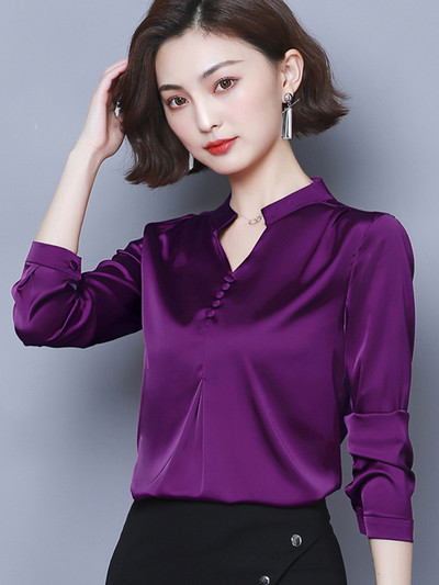 Cămașă elegantă de damă, în cinci culori, cu decolteu în V