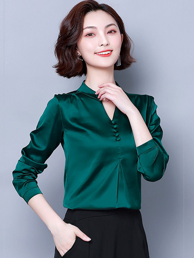 Cămașă elegantă de damă, în cinci culori, cu decolteu în V