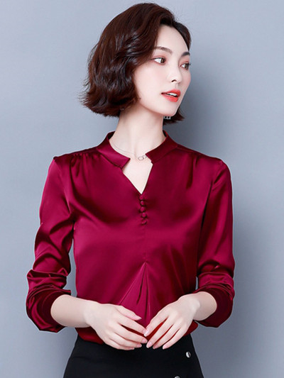 Cămașă elegantă de damă, în cinci culori, cu decolteu în V