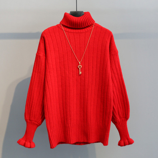 Pulover de dama cu guler polo inalt in mai multe culori