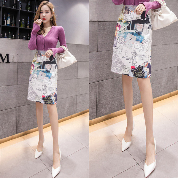 Új modell női szoknya mintával - magas derék