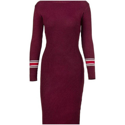 Κομψό  γυναικείο φόρεμα με μακριά μανίκια σε διάφορα χρώματα