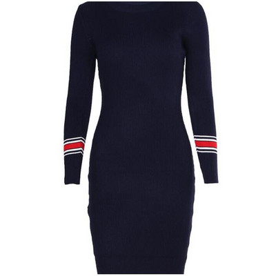 Κομψό  γυναικείο φόρεμα με μακριά μανίκια σε διάφορα χρώματα