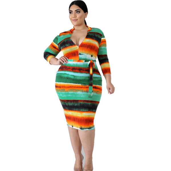 Rochie de dama multicolora cu maneci lungi