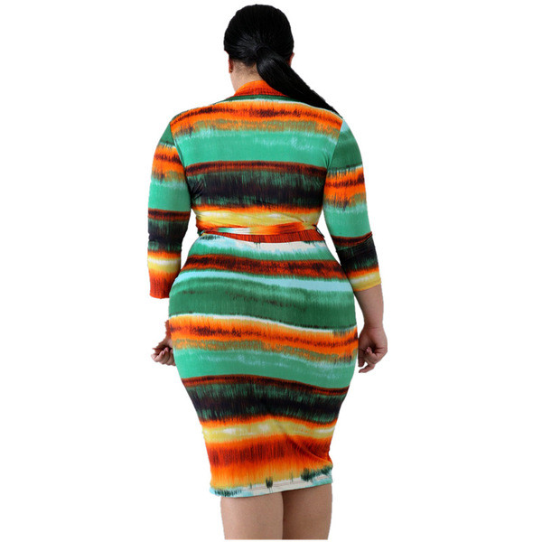 Rochie de dama multicolora cu maneci lungi