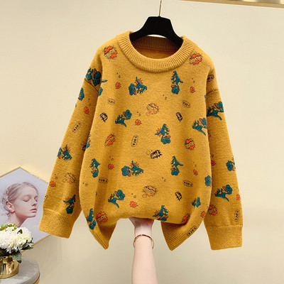 Χειμερινό γυναικείο πουλόβερ με πολύχρωμη εφαρμογή σε διάφορα χρώματα