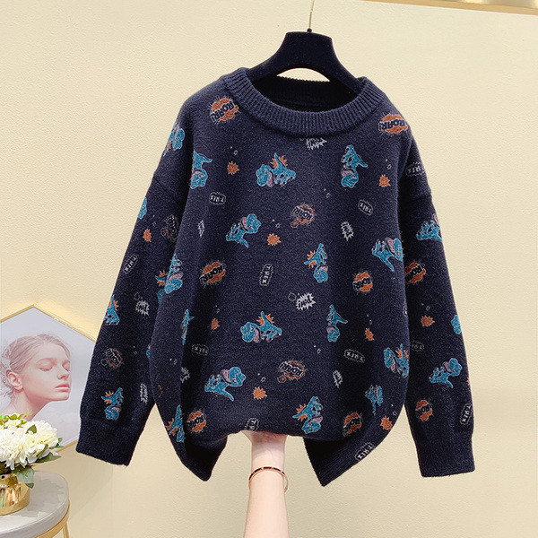 Χειμερινό γυναικείο πουλόβερ με πολύχρωμη εφαρμογή σε διάφορα χρώματα