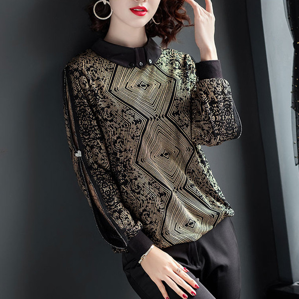 Κομψή γυναικεία μπλούζα  σε κόκκινο και χρυσό χρώμα με  διακοσμιτικές πέτρες