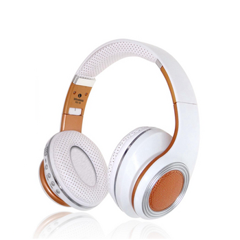 Ακουστικά Bluetooth με μικρόφωνο FE-19 και ραδιόφωνο FM, υποδοχή MicroSD σε λευκό χρώμα