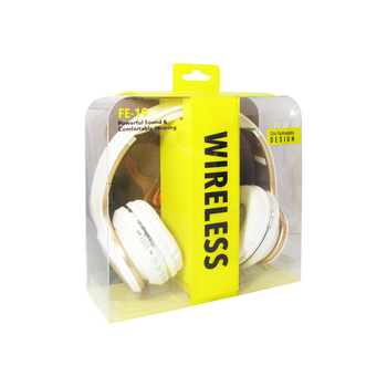 Ακουστικά Bluetooth με μικρόφωνο FE-19 και ραδιόφωνο FM, υποδοχή MicroSD σε λευκό χρώμα