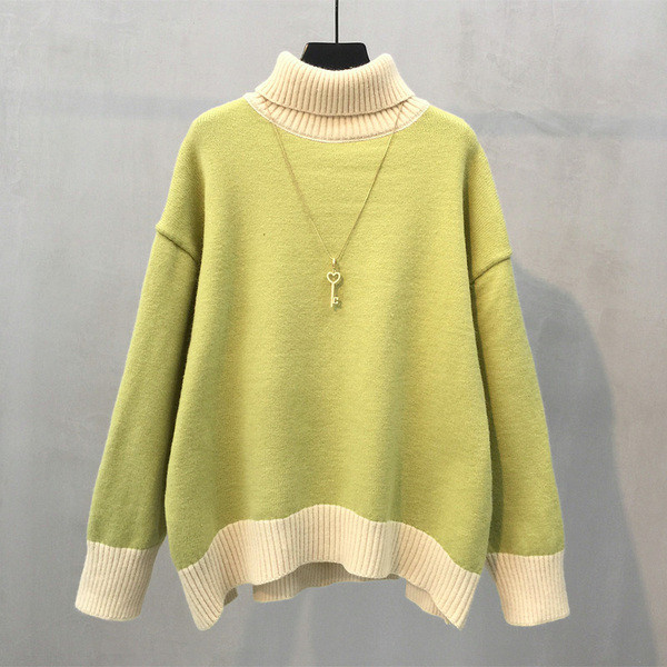 Χειμερινό γυναικείο πουλόβερ με ψηλό κολάρο σε διάφορα χρώματα