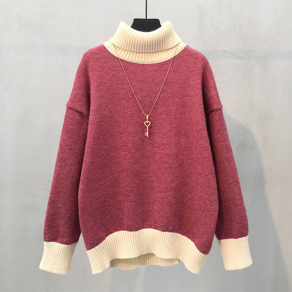 Χειμερινό γυναικείο πουλόβερ με ψηλό κολάρο σε διάφορα χρώματα