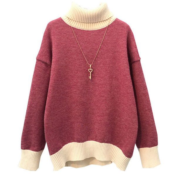 Χειμερινό γυναικείο πουλόβερ με ψηλό κολάρο σε διάφορα χρώματα
