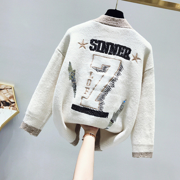 Χειμερινή γυναικεία  ζακέτα  με κεντήματα στην πλάτη σε διάφορα χρώματα