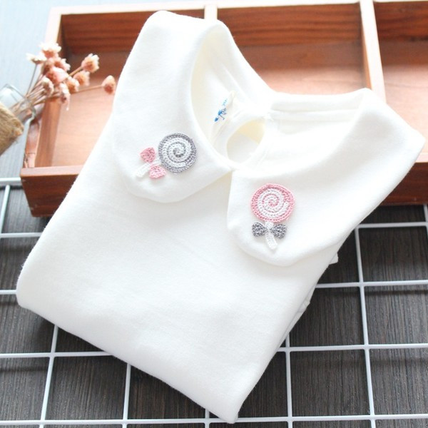 Νέο μοντέλο παιδική  μπλούζα με  κολάρο για κορίτσια σε λευκό χρώμα