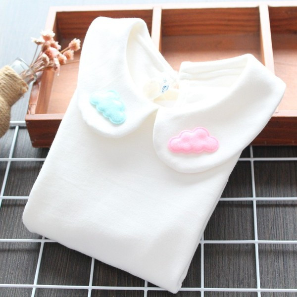 Νέο μοντέλο παιδική  μπλούζα με  κολάρο για κορίτσια σε λευκό χρώμα