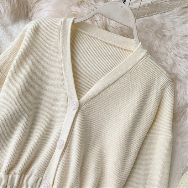 Γυναικεία ζακέτα με κορδόνια σε γκρι, λευκό και καφέ χρώμα